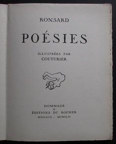 Poésiese by Pierre de Ronsard ( illus. Robert COUTURIER ) Rare and Interesting - Livres français